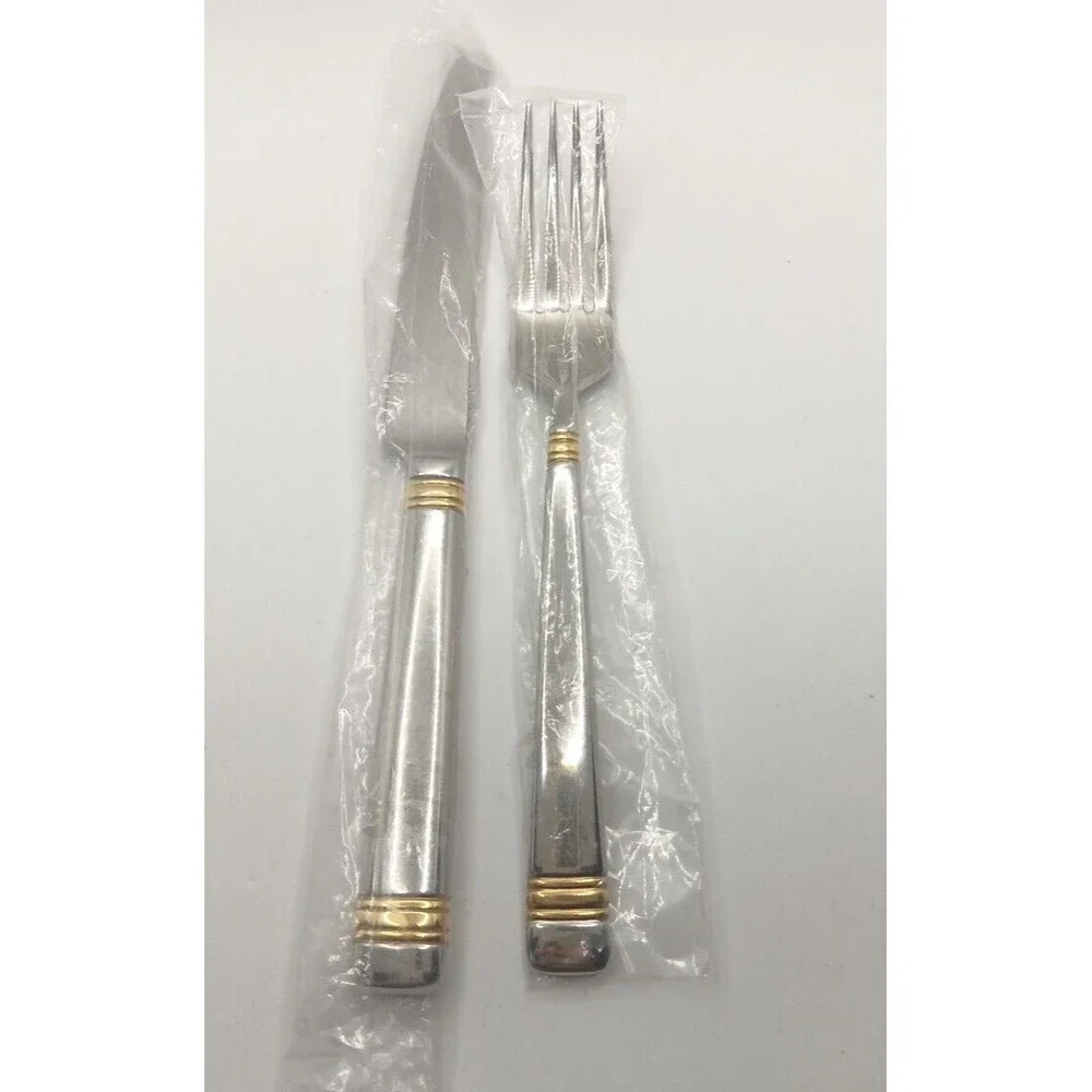 Reed & Barton Golden Longwood Place Knife & Fork 18/10 Stainless Korea Flatware